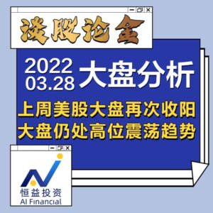 Read more about the article 谈股论金_上周美股大盘再次收阳，大盘仍处高位震荡趋势 | 20220328