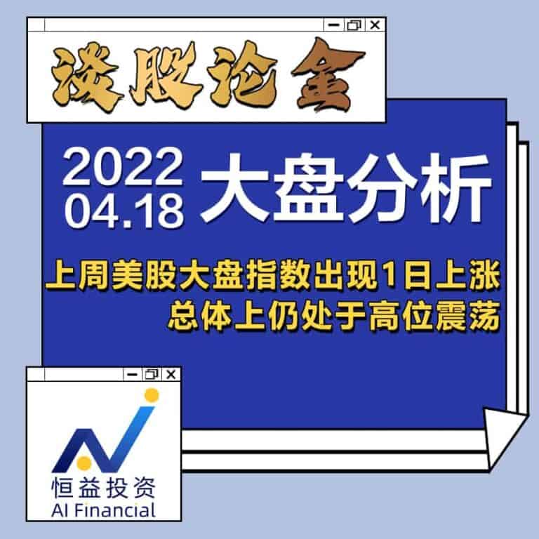 Read more about the article 谈股论金_上周美股大盘指数出现1日上涨，总体上仍处于高位震荡 | 20220418